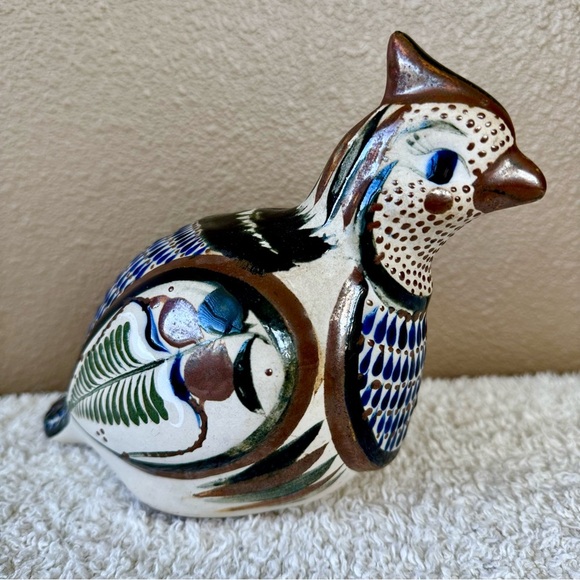 Vintage Tonala Pottery Mexican Folk Art Quail Bird Figurine Statue large - Picture 2 of 9